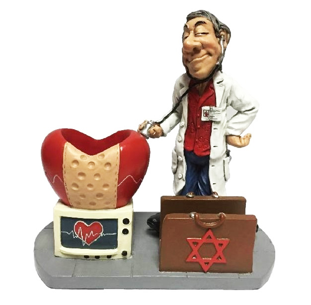 מעמד פסל רופא קריקטורה עם כוס לעטים ומעמד כרט’ ביקור MA6381