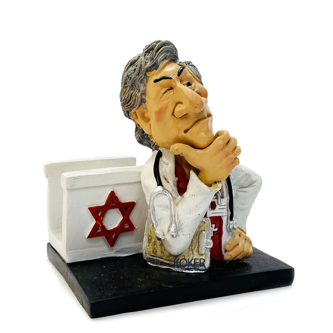 מעמד פסל רופא קריקטורה עם מעמד לכרטיסי ביקור MA7183