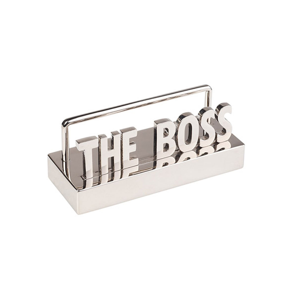 מעמד כרטיסי ביקור מתכת מבריק “THE BOSS”